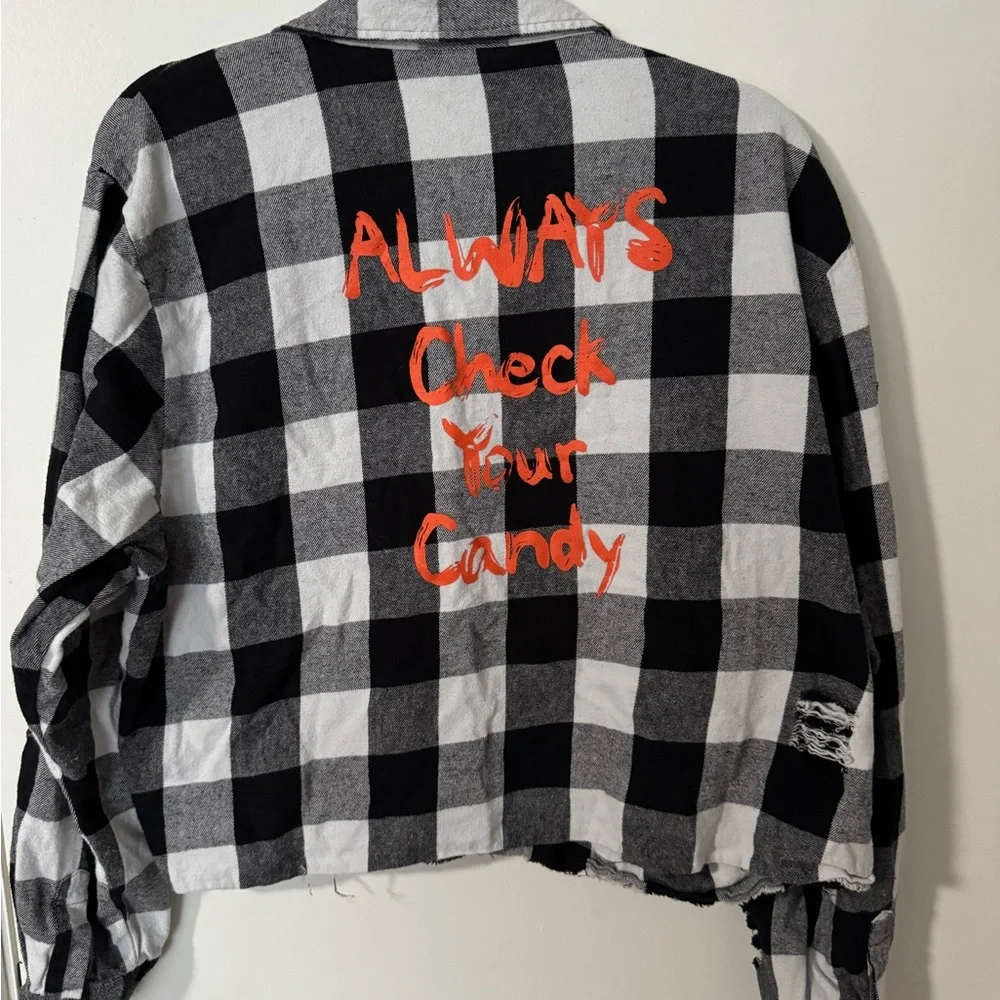 Black and White Trick-or-Treat Crop Long Sleeve - Picture 7 of 7